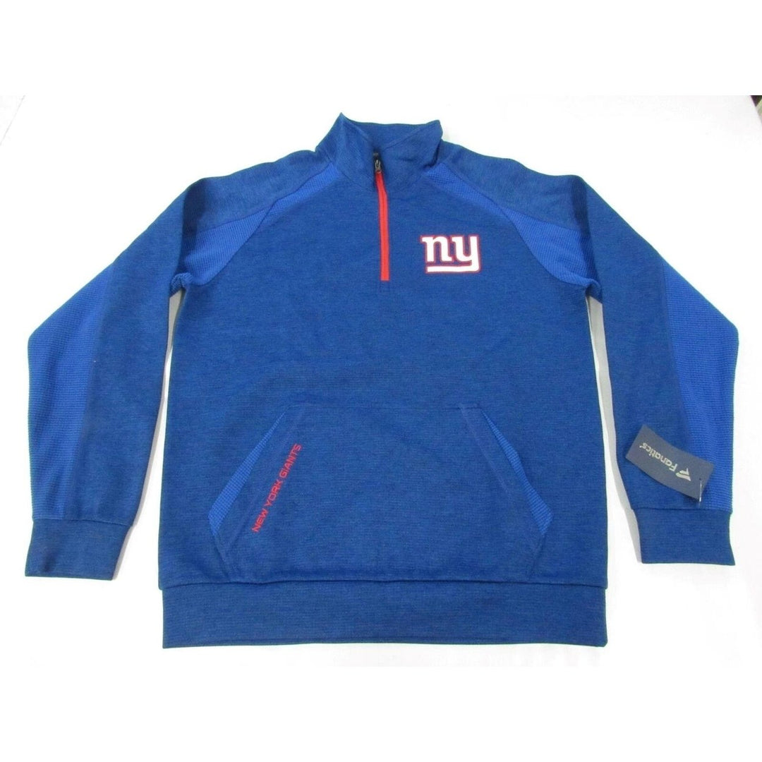 York Giants Football Mens Size L Large Blue 1/4 Zip Pullover Jacket Image 1