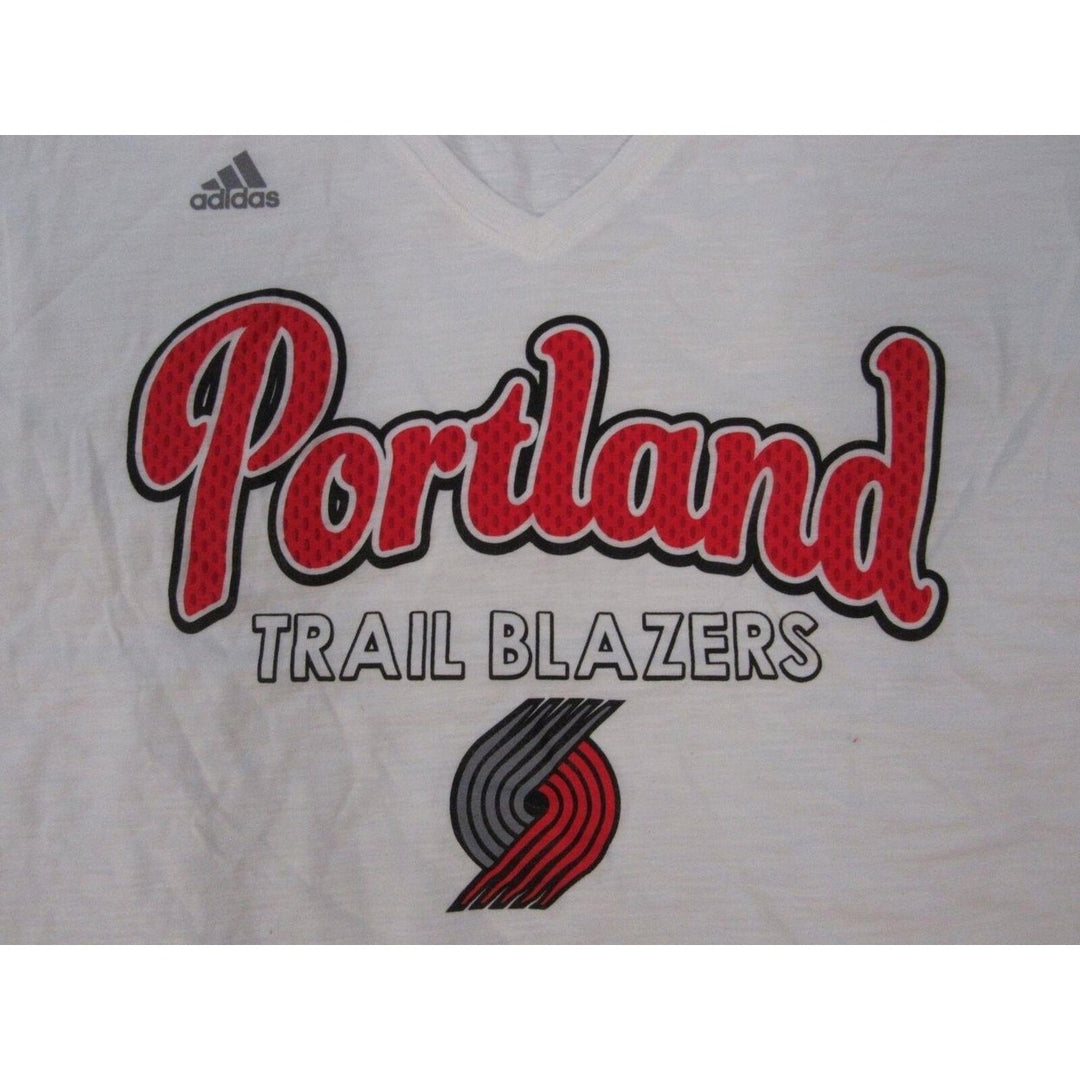 Portland Trail Blazers Womens Size XL XLarge Adidas White Shirt Image 3