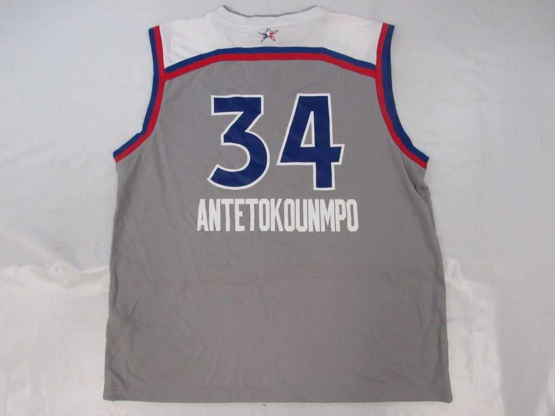 NBA All-Stars 34 Giannis Antetokounmpo Mens Size XL Gray Adidas Jersey Image 2