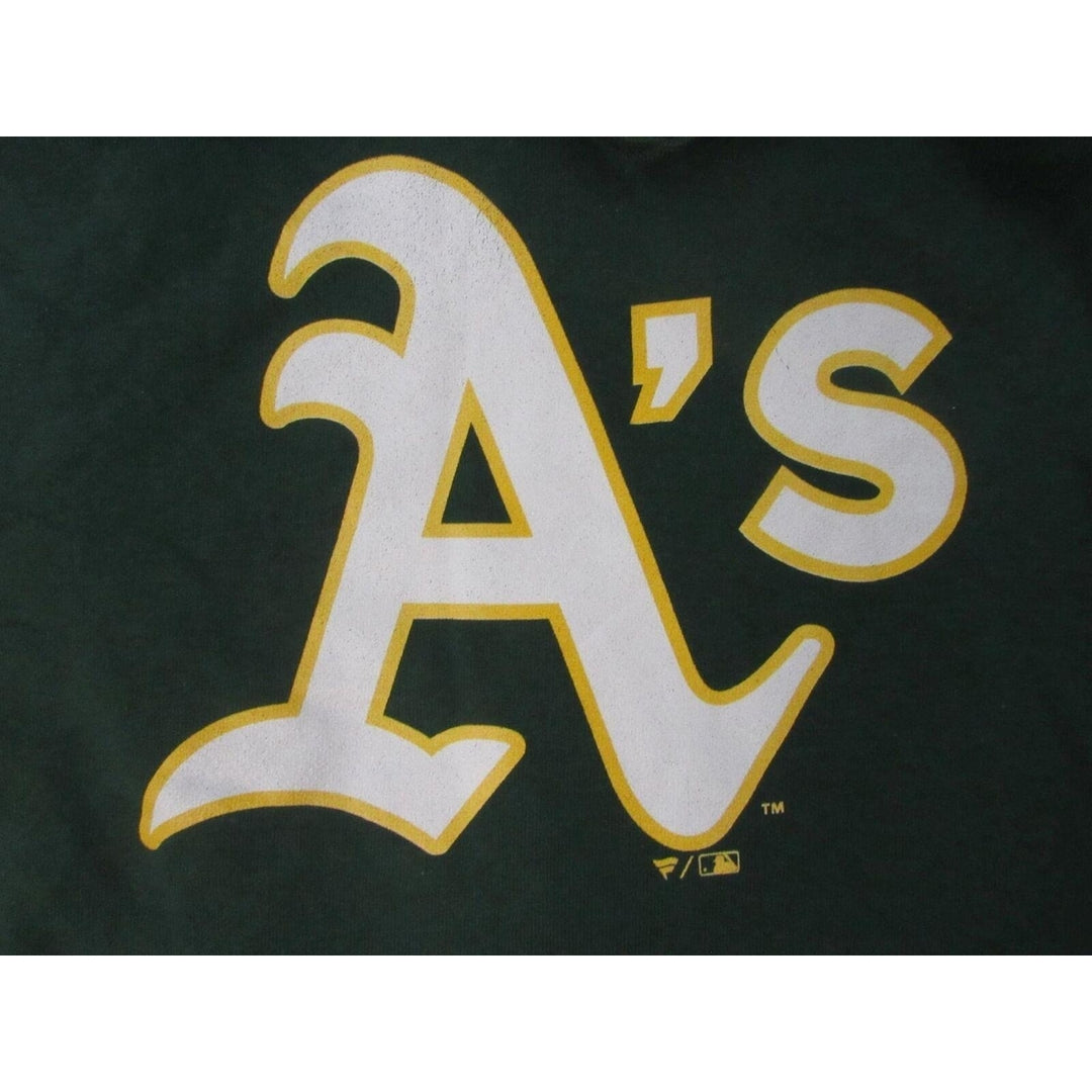 Oakland Athletics As Mens Size XL XLarge Green Hoodie w/ Distressed Print Image 3