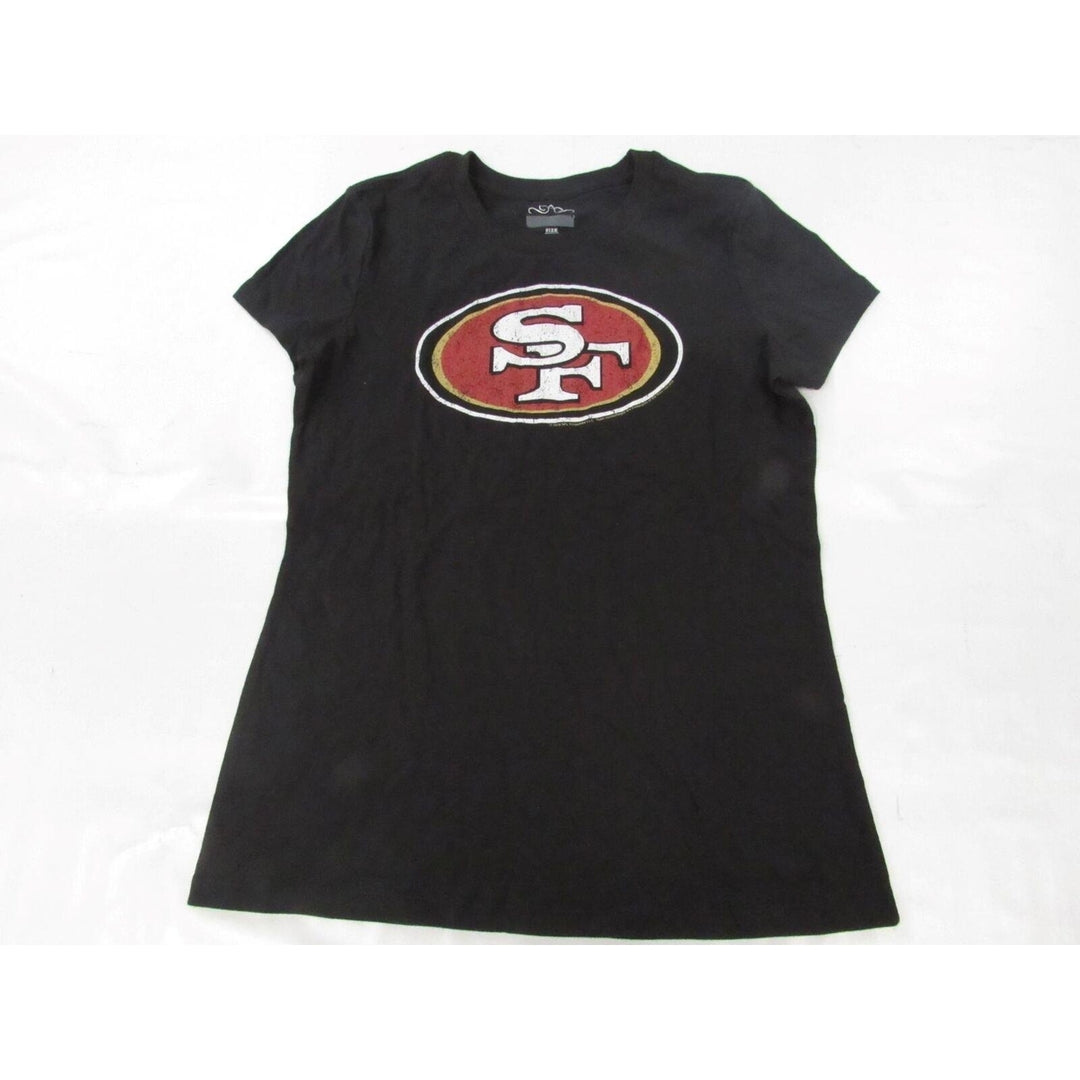 San Francisco 49ers Womens Size S Small Black Shirt w/ Distressed Print Image 1