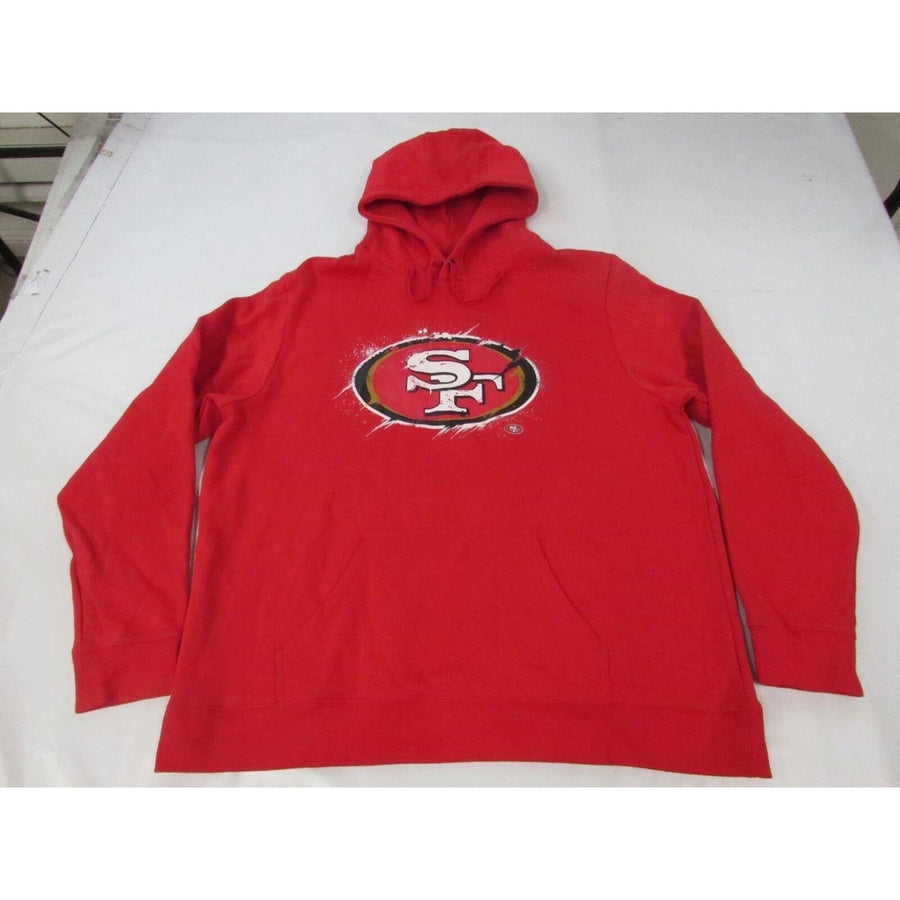 San Francisco 49ers Mens Size 2XL 2XLarge Red Hoodie w/ Distressed Print Image 1