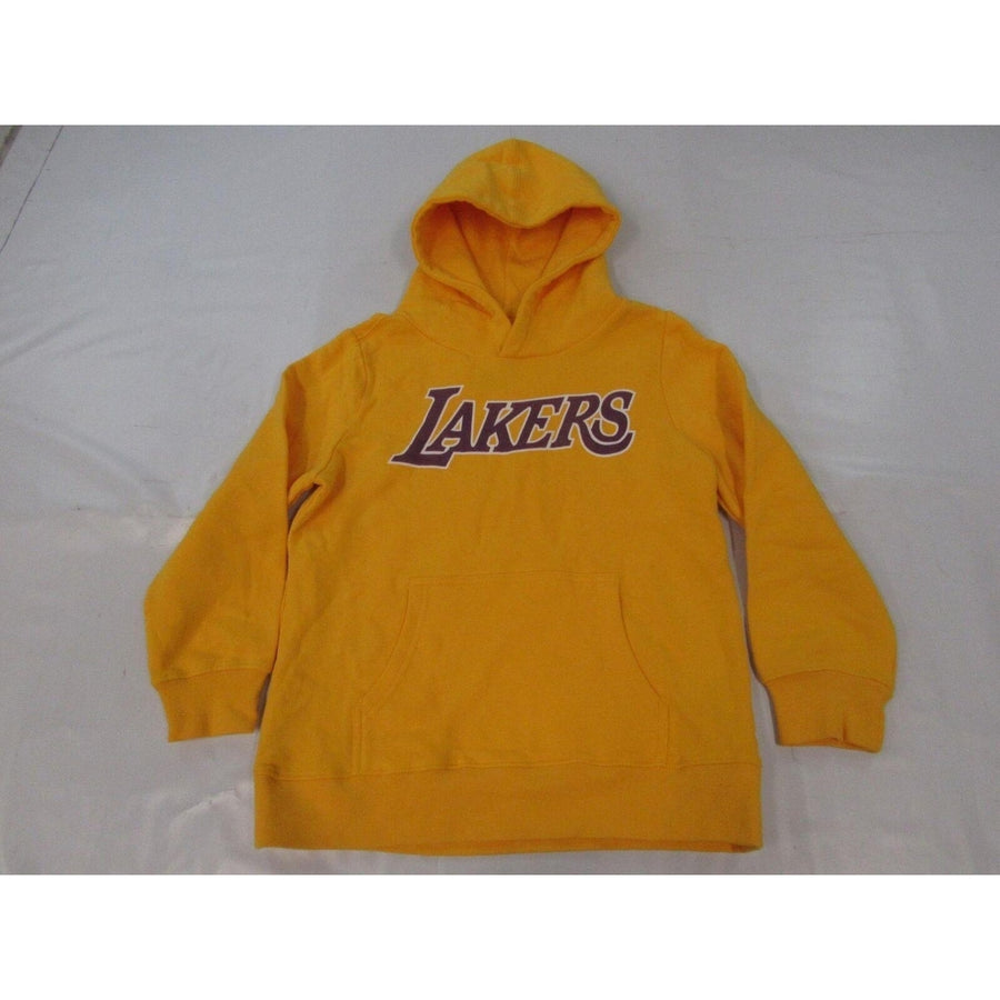 Los Angeles Lakers 23 LeBron James Youth Size S Small Yellow Hoodie Image 1