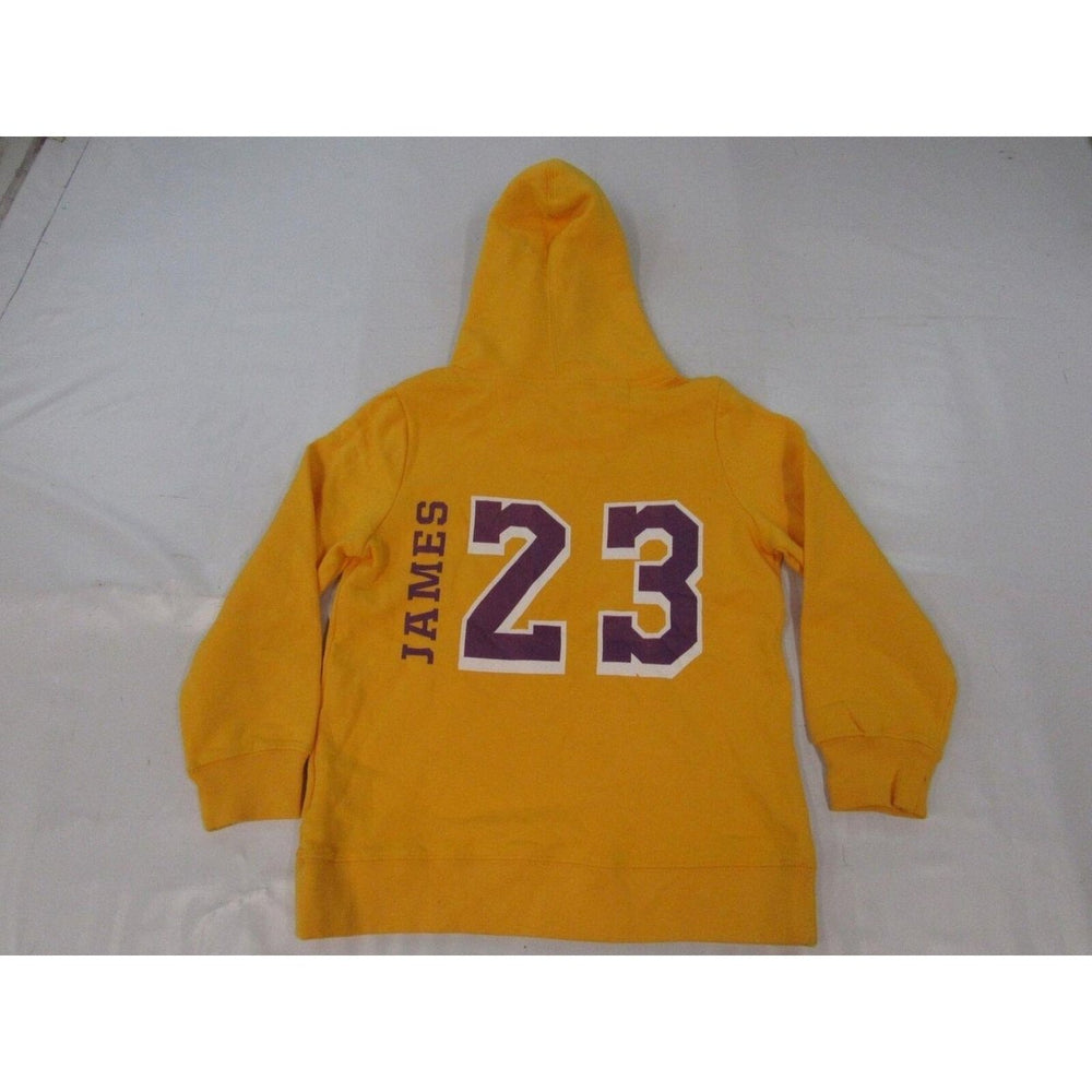 Los Angeles Lakers 23 LeBron James Youth Size S Small Yellow Hoodie Image 2