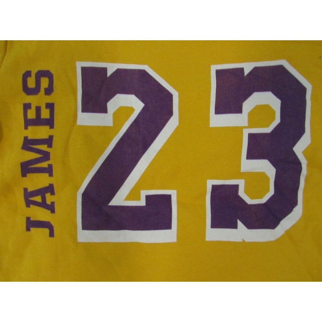 Los Angeles Lakers 23 LeBron James Youth Size S Small Yellow Hoodie Image 4