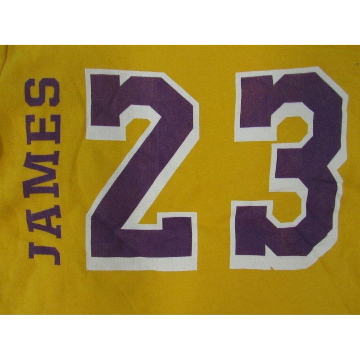 Los Angeles Lakers 23 LeBron James Youth Size S Small Yellow Hoodie Image 4