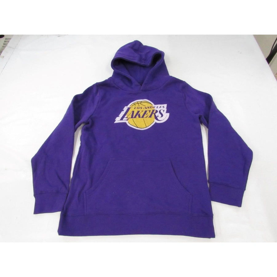 Los Angeles Lakers Youth Size L Large Purple Hoodie w/ Distressed Print Image 1