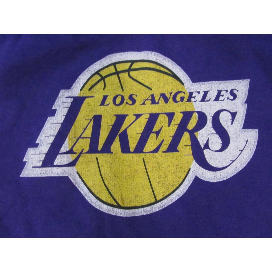 Los Angeles Lakers Youth Size L Large Purple Hoodie w/ Distressed Print Image 3