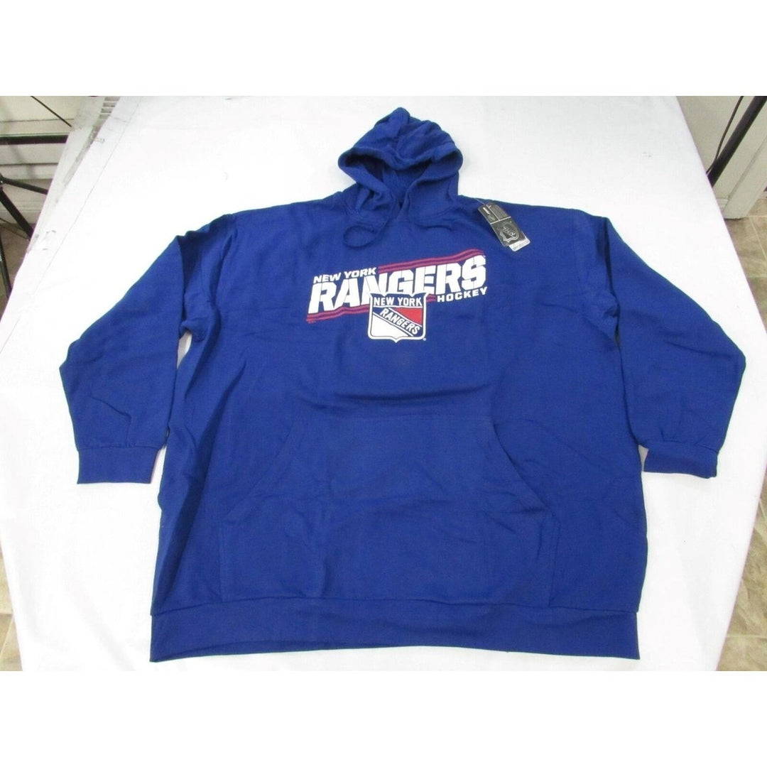 York Rangers Hockey Mens Size 4XLT 4XLarge-Tall Royal Blue Hoodie Image 1