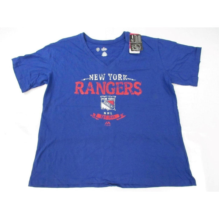 York Rangers EST. 1926 Mens Size XL XLarge Blue Majestic Shirt Image 1