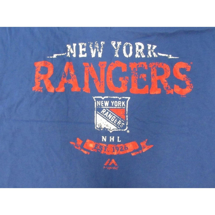 York Rangers EST. 1926 Mens Size XL XLarge Blue Majestic Shirt Image 3