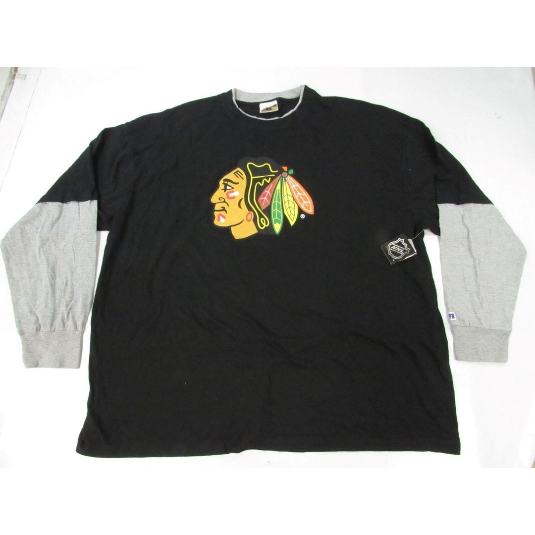 Chicago Blackhawks Mens Size 4XL 4XLarge Black Long Sleeve Majestic Shirt Image 1