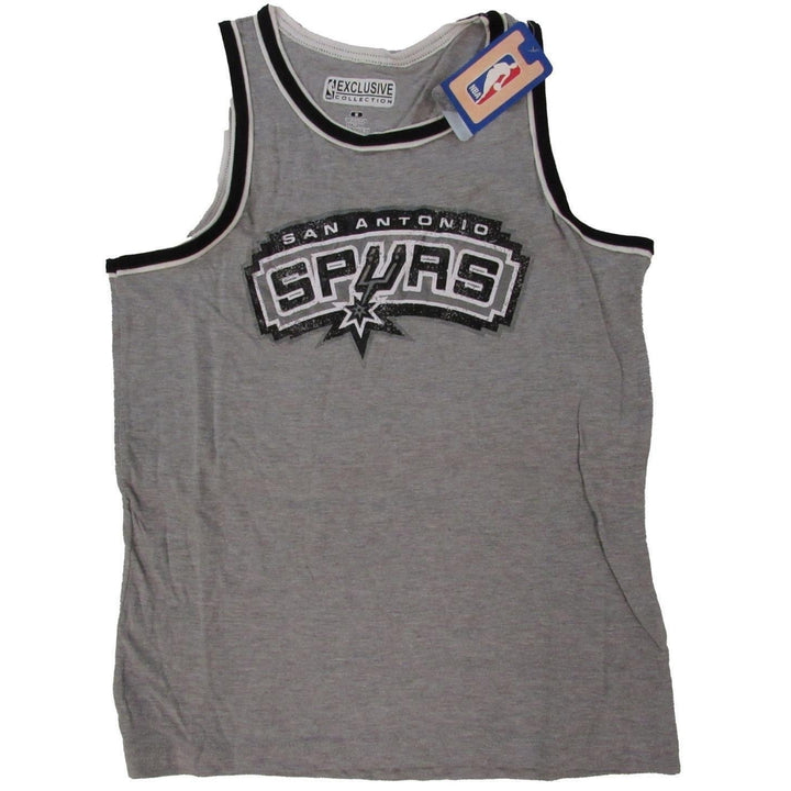 San Antonio Spurs YOUTH Size M Medium Gray/Black Tank Top Shirt Image 1