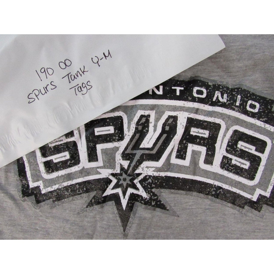 San Antonio Spurs YOUTH Size M Medium Gray/Black Tank Top Shirt Image 4