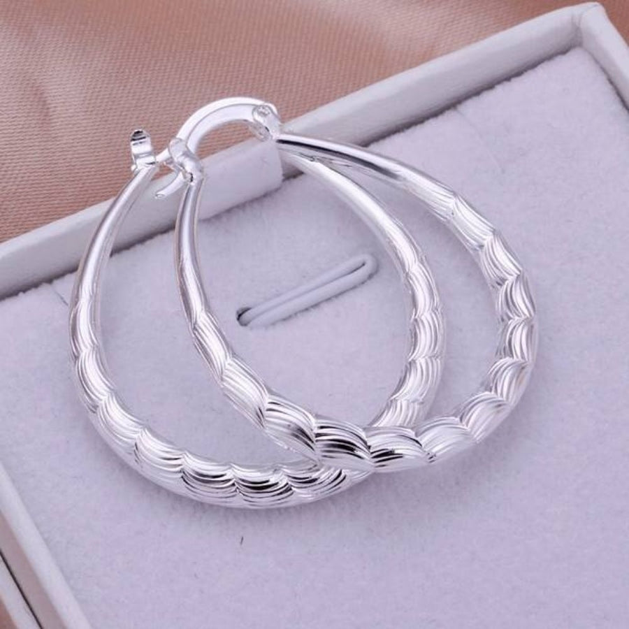 925 Sterling Silver Oval Hoop Earrings Image 1