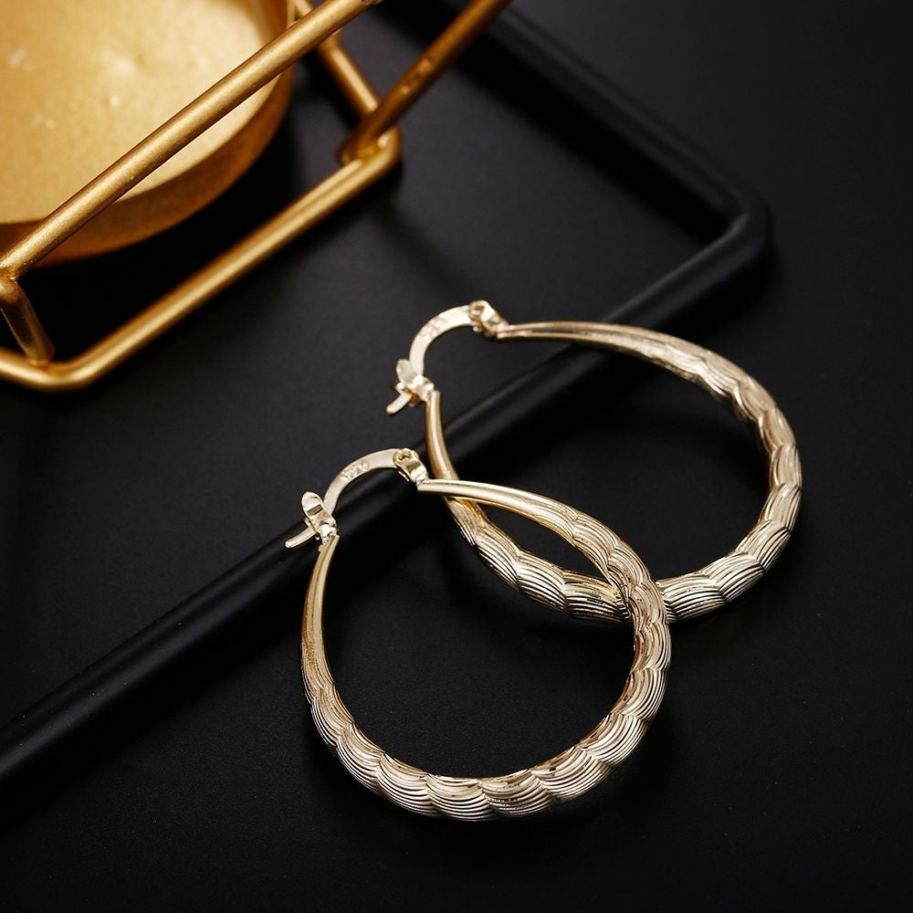 925 Sterling Silver Oval Hoop Earrings Image 3