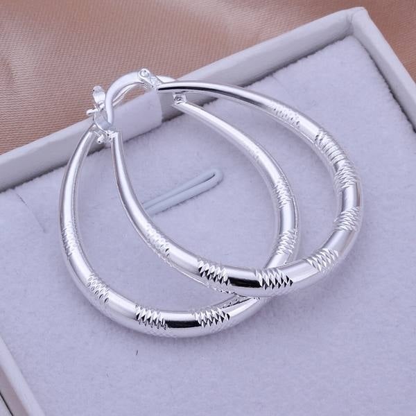 925 Sterling Silver Oval Hoop Earrings Image 4