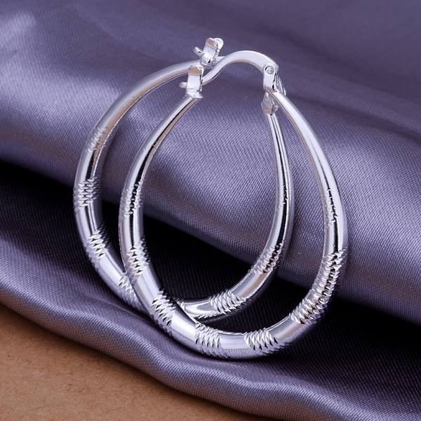 925 Sterling Silver Oval Hoop Earrings Image 6