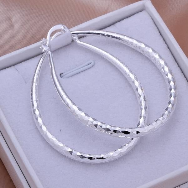 925 Sterling Silver Oval Hoop Earrings Image 7