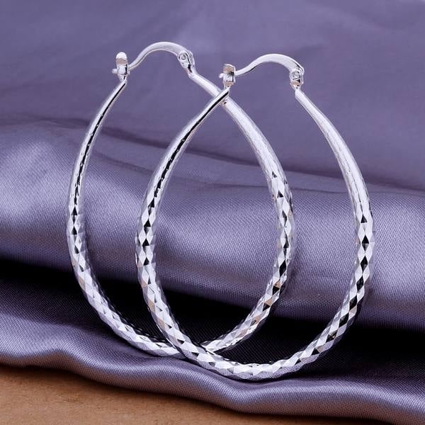 925 Sterling Silver Oval Hoop Earrings Image 8