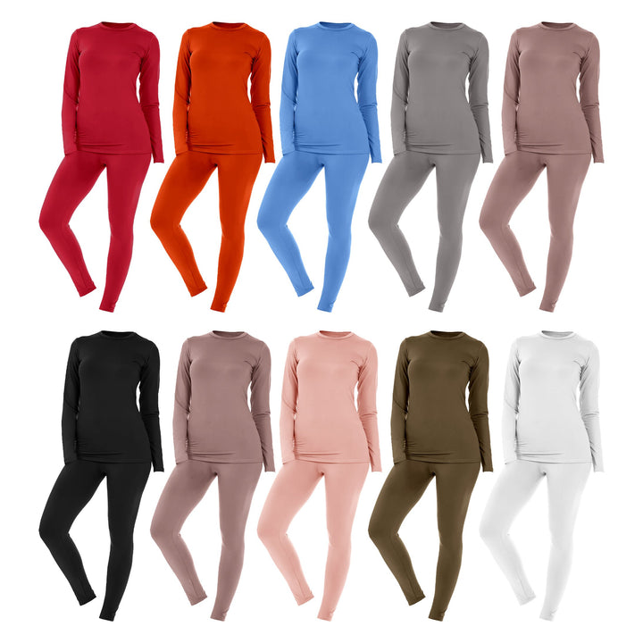 Womens Fleece Lined Thermal Sets 3 Pack Soft Warm Long Sleeve Bottoms Image 1