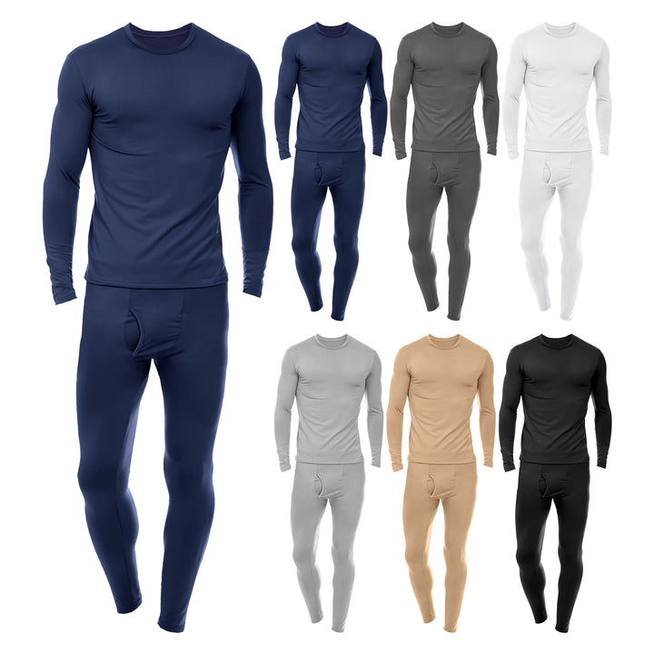 Mens Winter Thermal Underwear Set Fleece Lined 2 Sets Warm Long Sleeve Pants Image 6