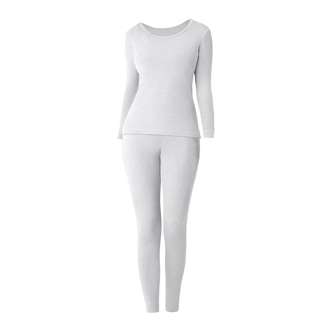 Womens Cotton Thermal Underwear Set 2-Piece Soft Waffle Knit Long Sleeve and Leggings Image 3