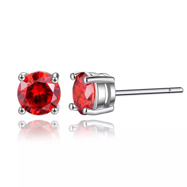 18k White Gold Plated Round Stud Earrings Image 2