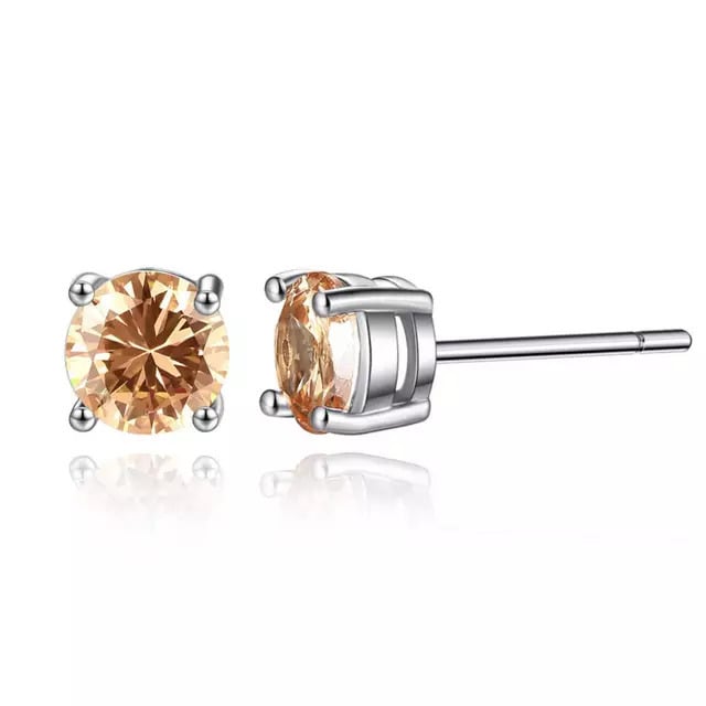 18k White Gold Plated Round Stud Earrings Image 6