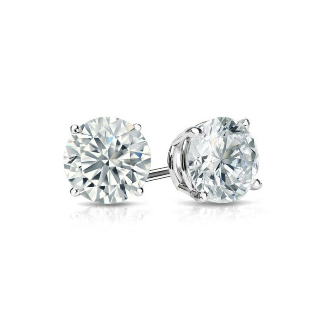 18k White Gold Plated Round Stud Earrings Image 8