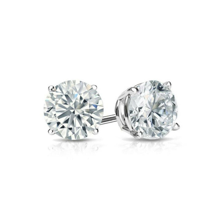 18k White Gold Plated Round Stud Earrings Image 8