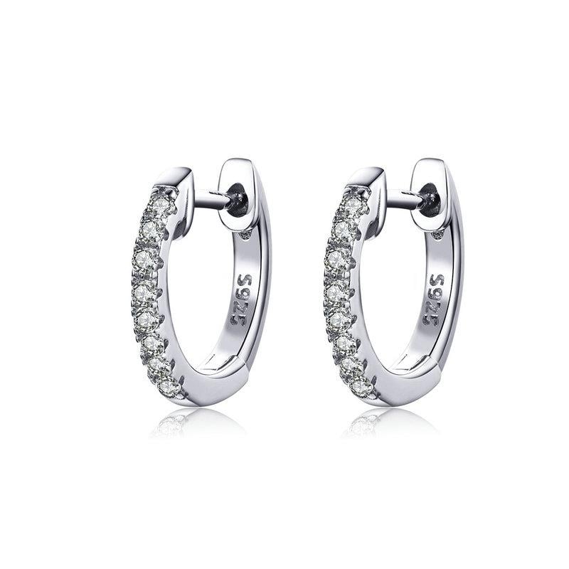 925 Silver Crystals Huggie Earrings Image 1