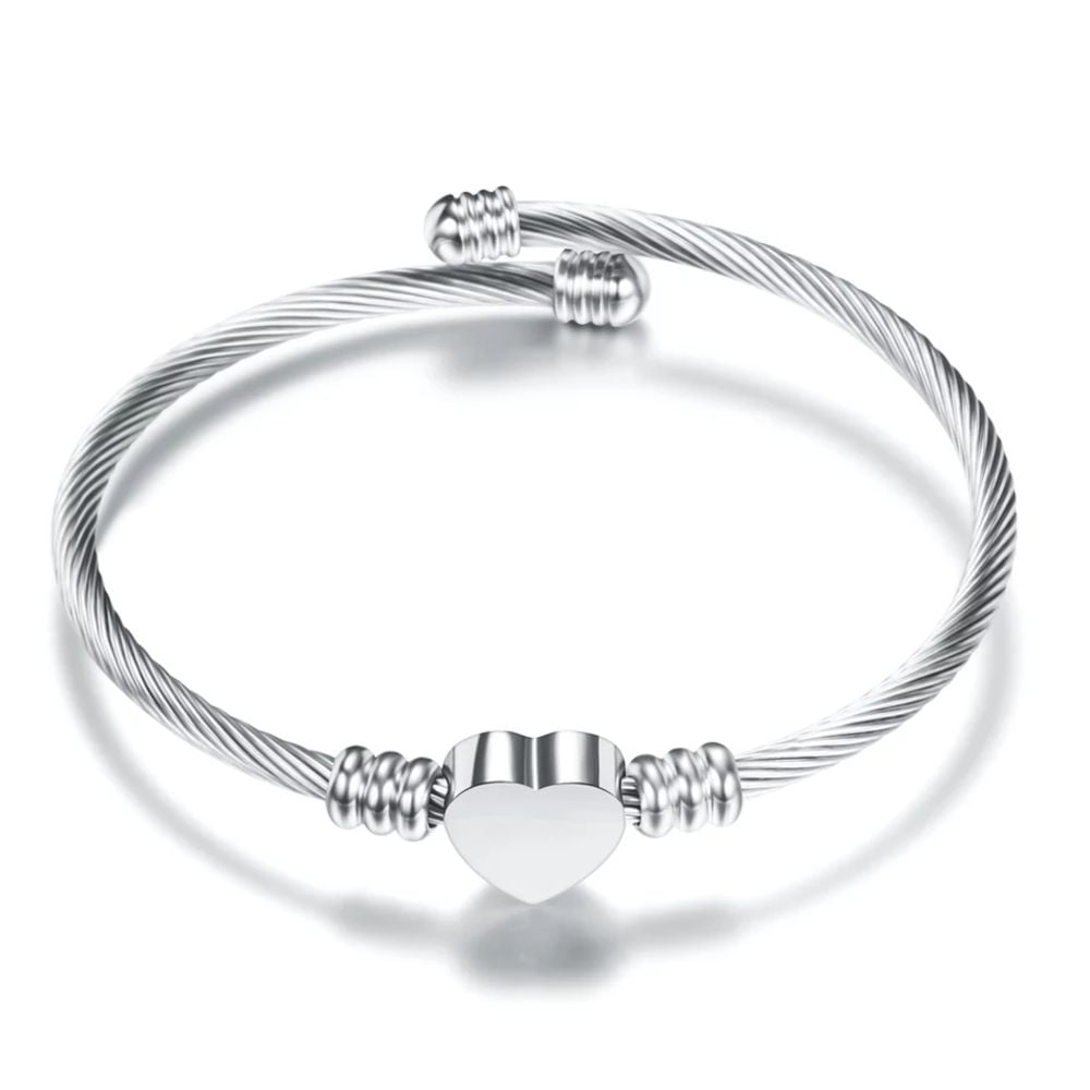 Stainless Steel Heart Bracelet Bangle Image 2