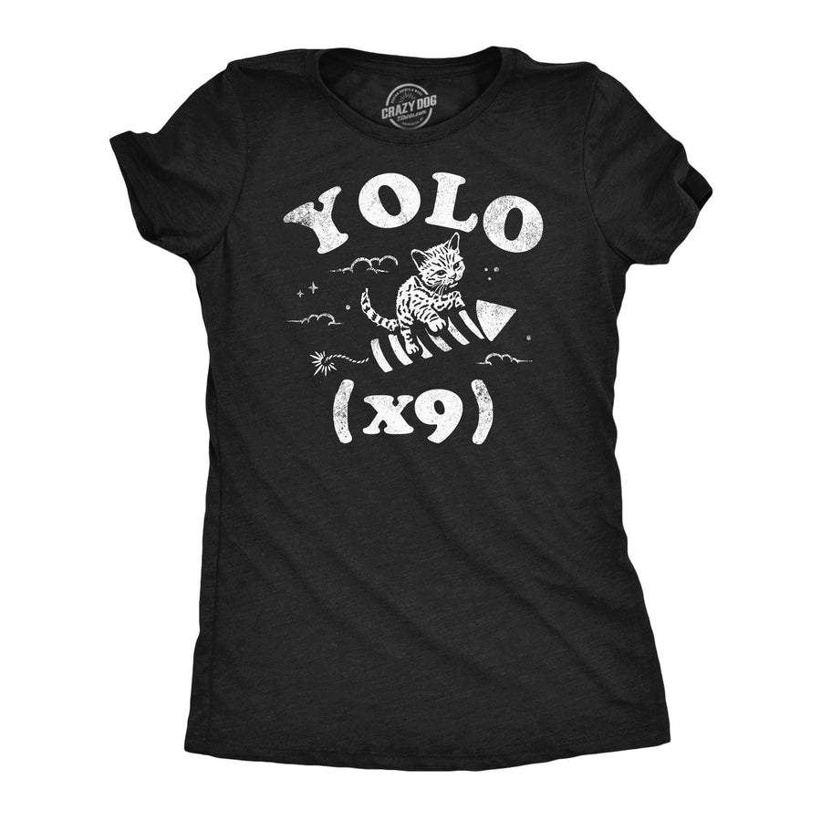 Womens Funny T Shirts Yolo X9 Sarcastic Kitten Graphic Novelty Tee For Ladies Image 1