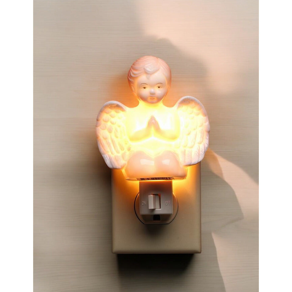 Ceramic Praying Cherub Angel Nightlight 3.5 inches Religious Gift Baptism Decor Image 2