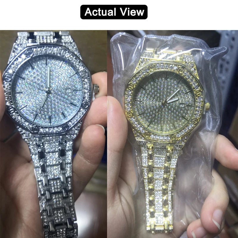 Iced Out Watch for Men Gold Watch for Men Hip Hop Fashion Cool Bling Bling Gold Diamond Luxury Mens Watch Dropshipping Image 4