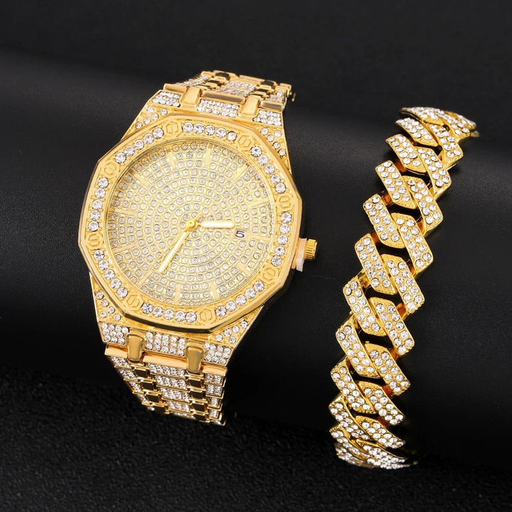 Iced Out Watch for Men Gold Watch for Men Hip Hop Fashion Cool Bling Bling Gold Diamond Luxury Mens Watch Dropshipping Image 4