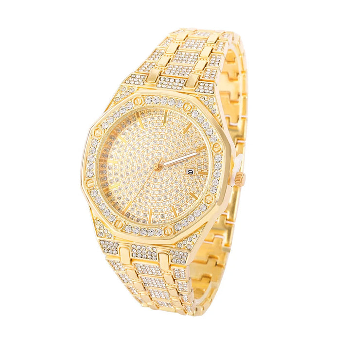 Iced Out Watch for Men Gold Watch for Men Hip Hop Fashion Cool Bling Bling Gold Diamond Luxury Mens Watch Dropshipping Image 7