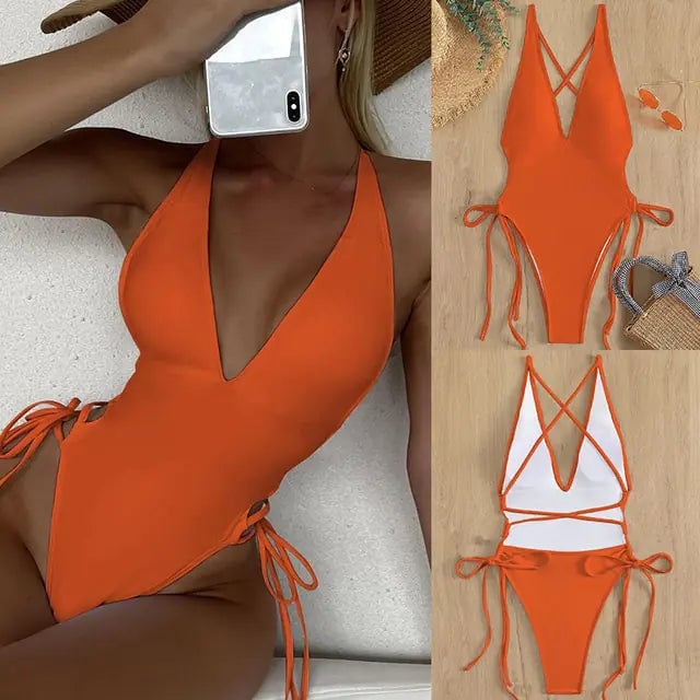 Lace-Up One-Piece: Swimwear Elegance Image 8