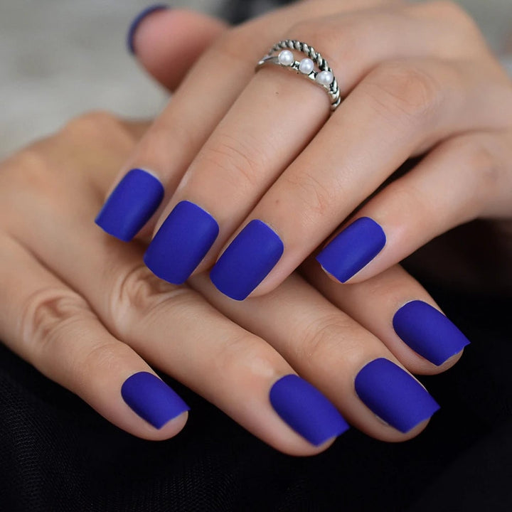 Matte Presson Nails Medium Length Square Lavender Solid Color Bare Fake Nails False Full Cover Nail Tips For Daily Image 11