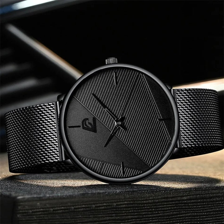 3PCS Set Minimalism Fashion Mens Watches Simple Men Business Mesh Belt Quartz Watch Male Casual Necklace Bracelet Image 4