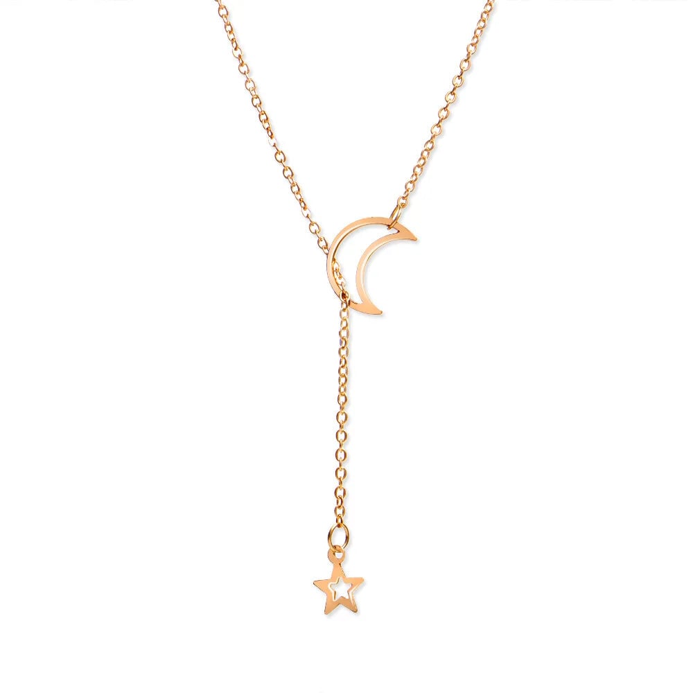 Simple Moon Star Pendant Choker Necklace Simple Gold Color Alloy Charm Chain Collares Necklace For Women Party Jewelry Image 8