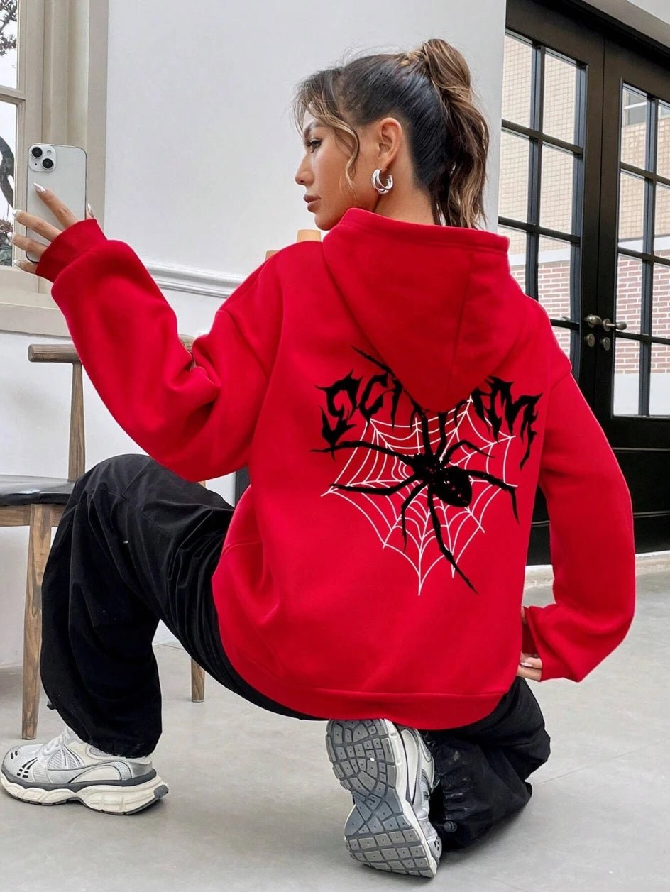 Scream Spiders and Cobwebs Printing Women Hoodies Harajuku Oversize Hoody Fashion Loose Clothing Comfortable Sweatshirt Image 1