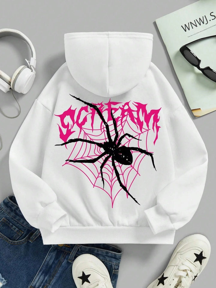 Scream Spiders and Cobwebs Printing Women Hoodies Harajuku Oversize Hoody Fashion Loose Clothing Comfortable Sweatshirt Image 2