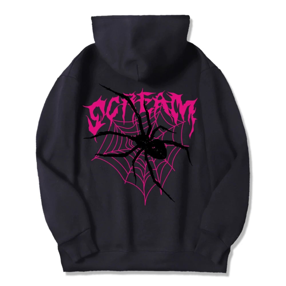 Scream Spiders and Cobwebs Printing Women Hoodies Harajuku Oversize Hoody Fashion Loose Clothing Comfortable Sweatshirt Image 3