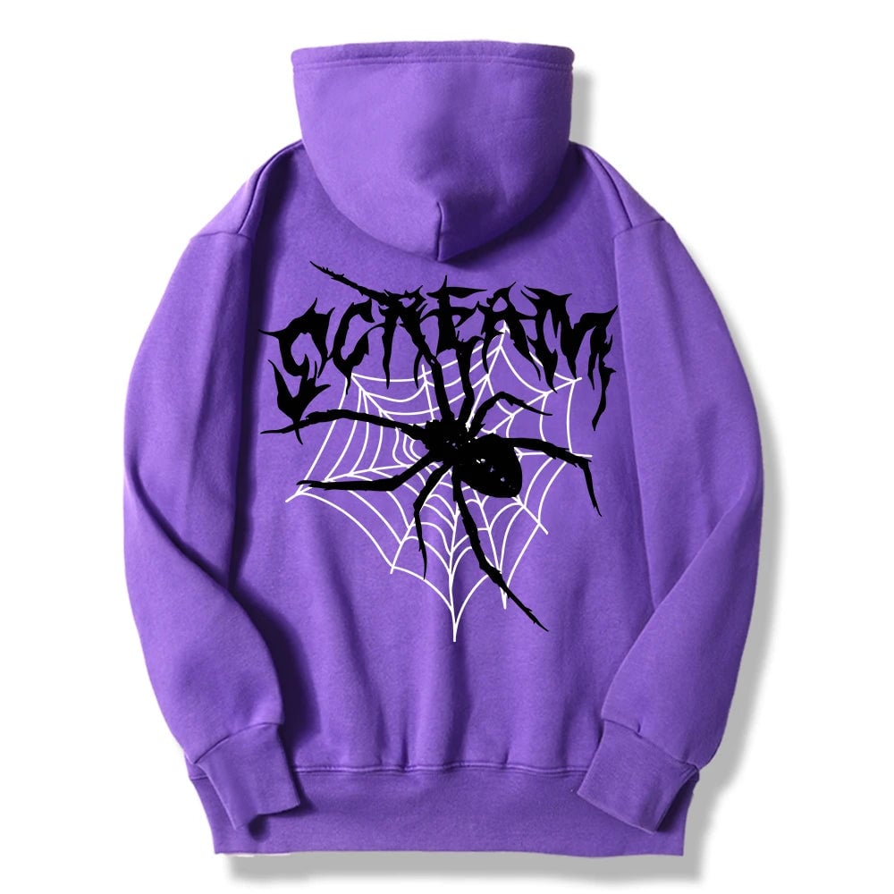 Scream Spiders and Cobwebs Printing Women Hoodies Harajuku Oversize Hoody Fashion Loose Clothing Comfortable Sweatshirt Image 6