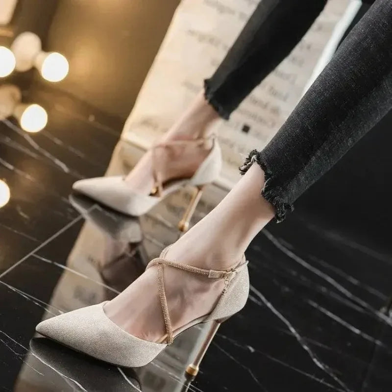 2024 fashion summer women Sexy Stiletto High Heels pumps Ladies Pointed Toe Shallow Party Shoe for wedding women black Image 2