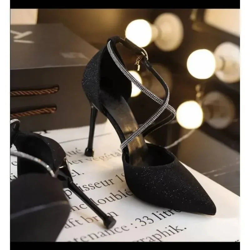 2024 fashion summer women Sexy Stiletto High Heels pumps Ladies Pointed Toe Shallow Party Shoe for wedding women black Image 6