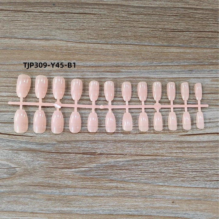 24pcs Sweet Summer Fake Nails Patches Pink Glitter Nude Press on Nails Women Wearable Nail Art Stickers Full Finished Image 12