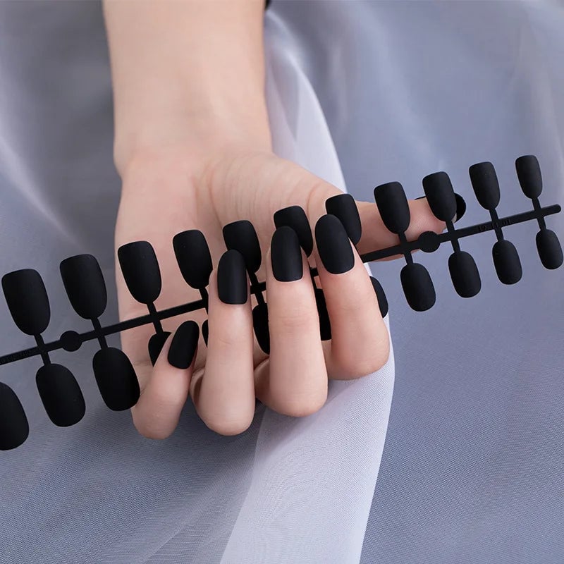 24Pcs/Set Strips Wearable Manicure Tools Ballerina Press on Nail Piece Matte Scrub Patch Coffin Fake Nails Artificial Image 10